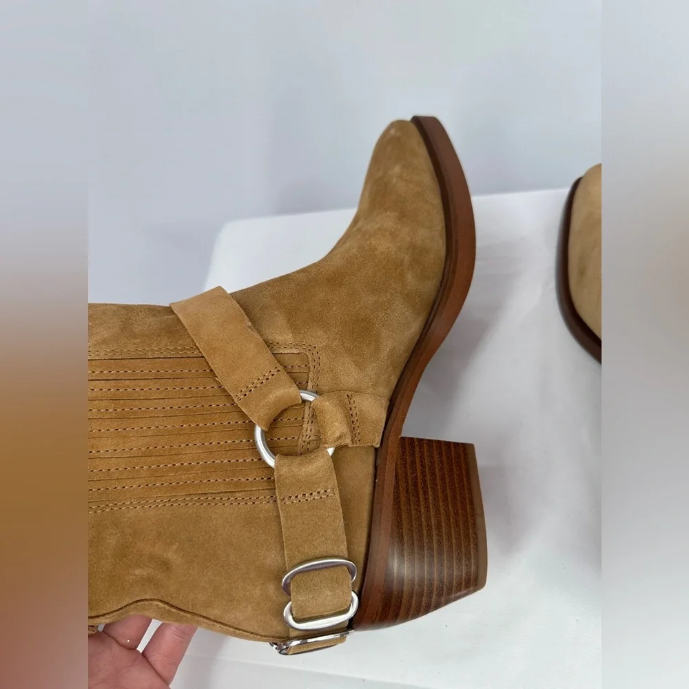 Sam Edelman | Women’s 9 Bellamie Brown Leather Ankle Boots Suede Weste… - Picture 7 of 10